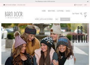 How barndoorboutiquetn.com looks like on a tablet such as an iPad.