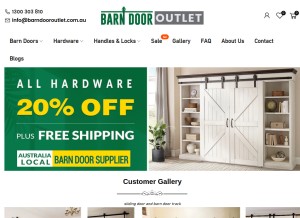 How barndooroutlet.com.au looks like on a tablet such as an iPad.