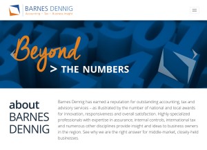 How barnesdennig.com looks like on a tablet such as an iPad.