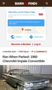 How barnfinds.com looks like on a mobile device such as an iPhone.