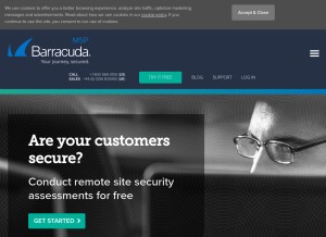 How barracudamsp.com looks like on a tablet such as an iPad.