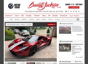 How barrett-jackson.com looks like on a tablet such as an iPad.