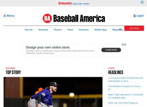 How baseballamerica.com looks like on a tablet such as an iPad.