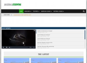 How baseballessential.com looks like on a tablet such as an iPad.