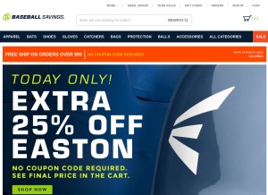 How baseballsavings.com looks like on a tablet such as an iPad.