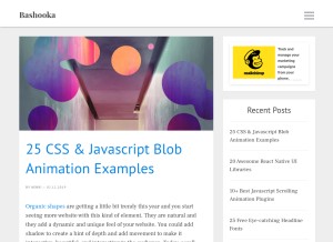How bashooka.com looks like on a tablet such as an iPad.