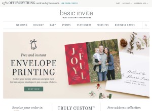 How basicinvite.com looks like on a tablet such as an iPad.