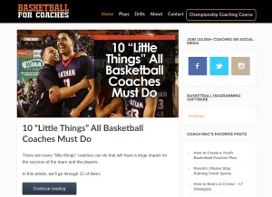 How basketballforcoaches.com looks like on a tablet such as an iPad.