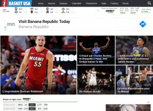 How basketusa.com looks like on a tablet such as an iPad.