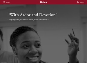 How bates.edu looks like on a tablet such as an iPad.
