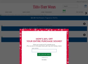 How bathandbodyworks.com looks like on a tablet such as an iPad.