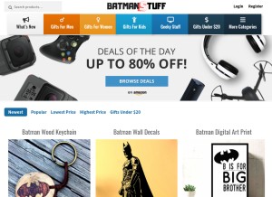 How batmanstuff.com looks like on a tablet such as an iPad.