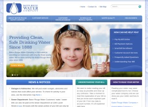 How batonrougewater.com looks like on a tablet such as an iPad.