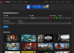 How battlemetrics.com looks like on a tablet such as an iPad.