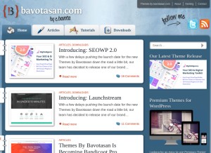 How bavotasan.com looks like on a tablet such as an iPad.
