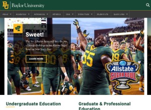 How baylor.edu looks like on a tablet such as an iPad.