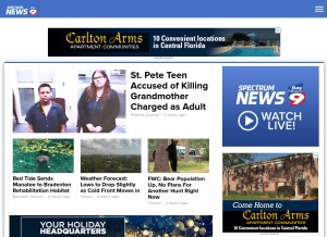 How baynews9.com looks like on a tablet such as an iPad.
