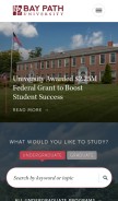 How baypath.edu looks like on a mobile device such as an iPhone.
