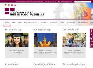 How bba-uni.de looks like on a tablet such as an iPad.