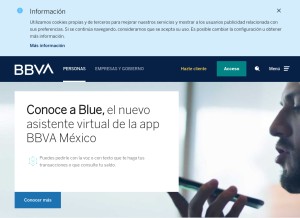 How bbva.mx looks like on a tablet such as an iPad.