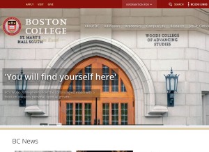 How bc.edu looks like on a tablet such as an iPad.
