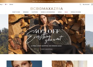 How bcbg.com looks like on a tablet such as an iPad.