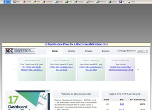 How bdcinvestor.com looks like on a tablet such as an iPad.