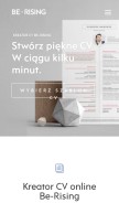 How be-rising.pl looks like on a mobile device such as an iPhone.