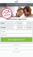 How be2.de looks like on a mobile device such as an iPhone.