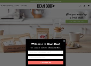How beanbox.com looks like on a tablet such as an iPad.