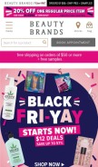 How beautybrands.com looks like on a mobile device such as an iPhone.