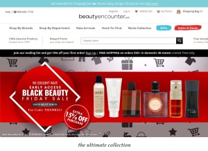 How beautyencounter.com looks like on a tablet such as an iPad.
