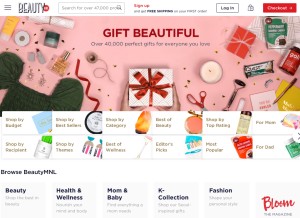 How beautymnl.com looks like on a tablet such as an iPad.