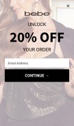 How bebe.com looks like on a mobile device such as an iPhone.