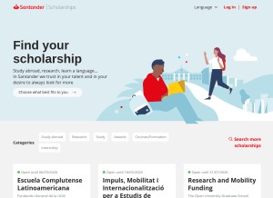 How becas-santander.com looks like on a tablet such as an iPad.