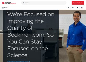 How beckman.com looks like on a tablet such as an iPad.