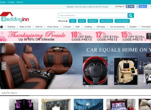 How beddinginn.com looks like on a tablet such as an iPad.