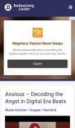 How bedeutunglieder.de looks like on a mobile device such as an iPhone.