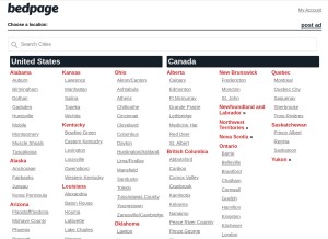 How bedpage.com looks like on a tablet such as an iPad.