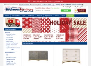 How bedroomfurniturediscounts.com looks like on a tablet such as an iPad.