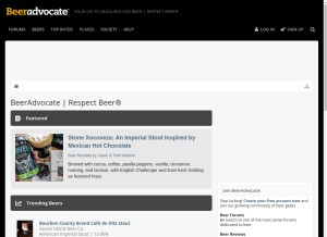 How beeradvocate.com looks like on a tablet such as an iPad.
