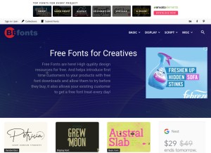 How befonts.com looks like on a tablet such as an iPad.