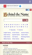 How behindthename.com looks like on a mobile device such as an iPhone.