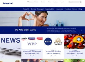 How beiersdorf.com looks like on a tablet such as an iPad.