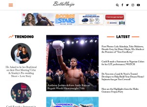 How bellanaija.com looks like on a tablet such as an iPad.