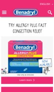 How benadryl.com looks like on a mobile device such as an iPhone.
