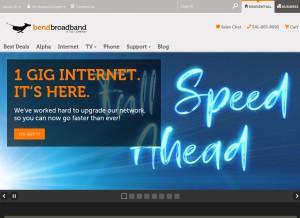 How bendbroadband.com looks like on a tablet such as an iPad.