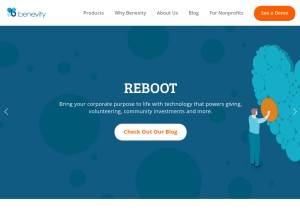 How benevity.org looks like on a tablet such as an iPad.