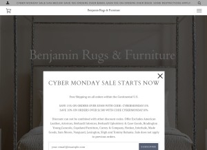 How benjaminrugsandfurniture.com looks like on a tablet such as an iPad.