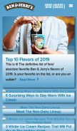 How benjerry.com looks like on a mobile device such as an iPhone.